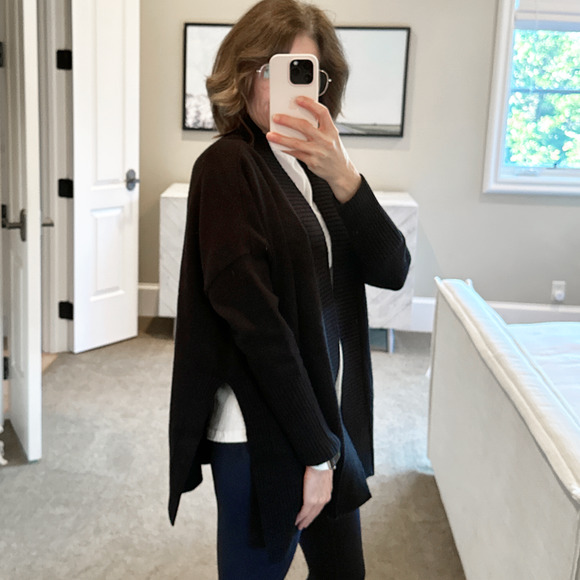 ANTHROPOLOGIE by RD STYLE Open Front Cardigan in Black S - Picture 4 of 11